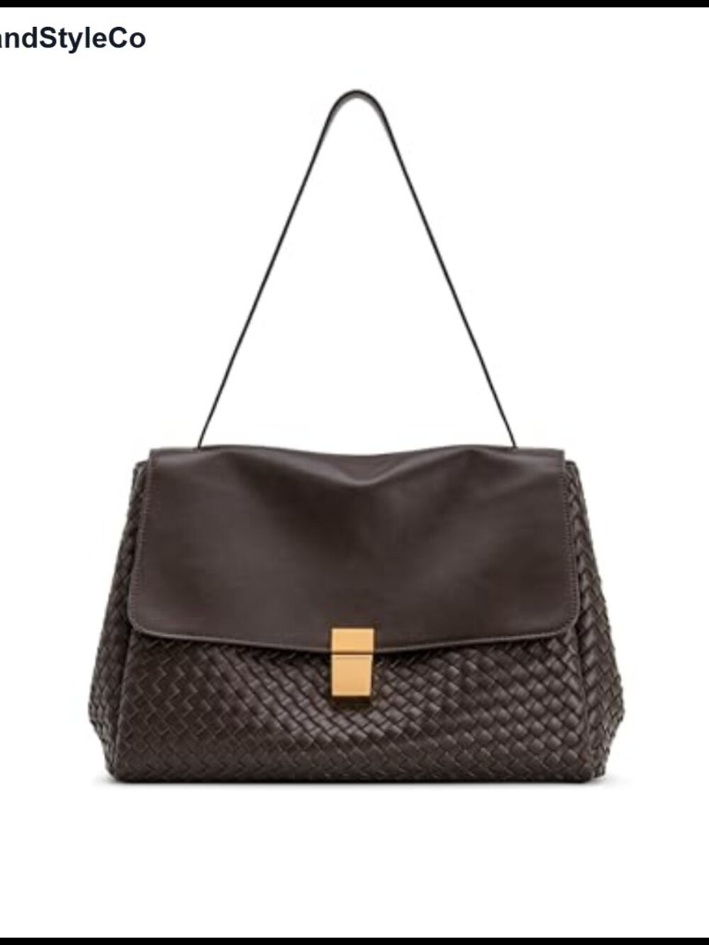 Vegan Leather Shoulder Bag with Zipping Pocket Gold Hardware, Fits 11in iPad Pro